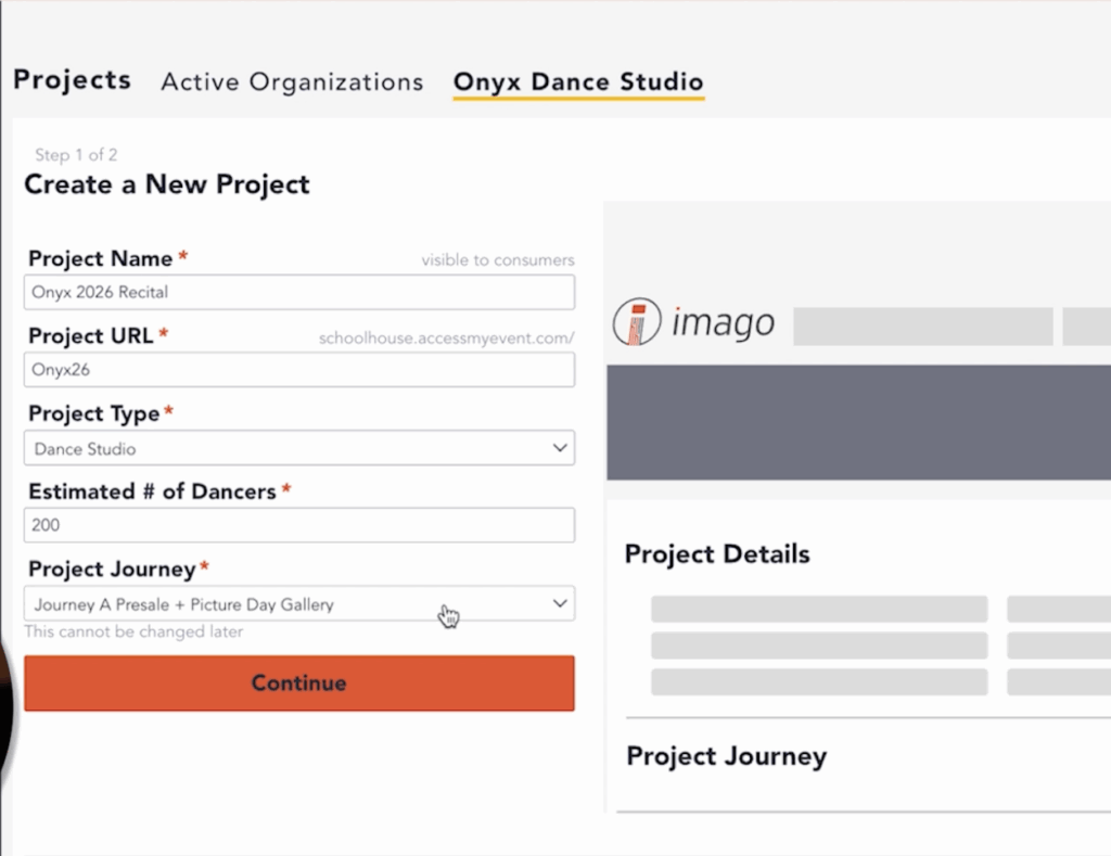 how to set up a modern dance photography gallery online with imago projects
