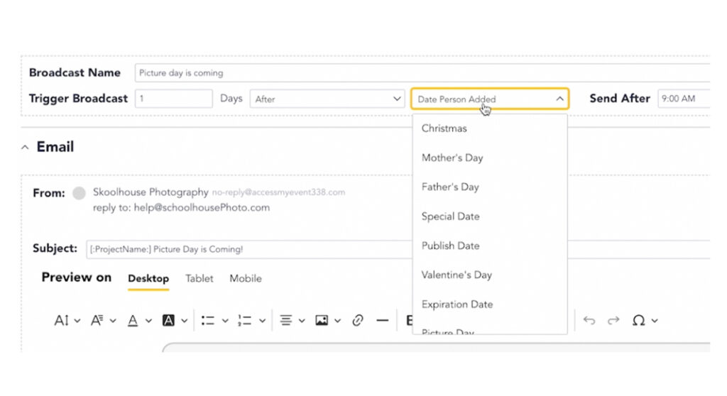 how to set up a marketing campaign for volume school photography with imago 3